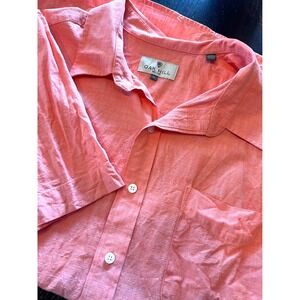 Oak Hill Mens 1XL Coral‎ Short Sleeve Button Up Casual Shirt